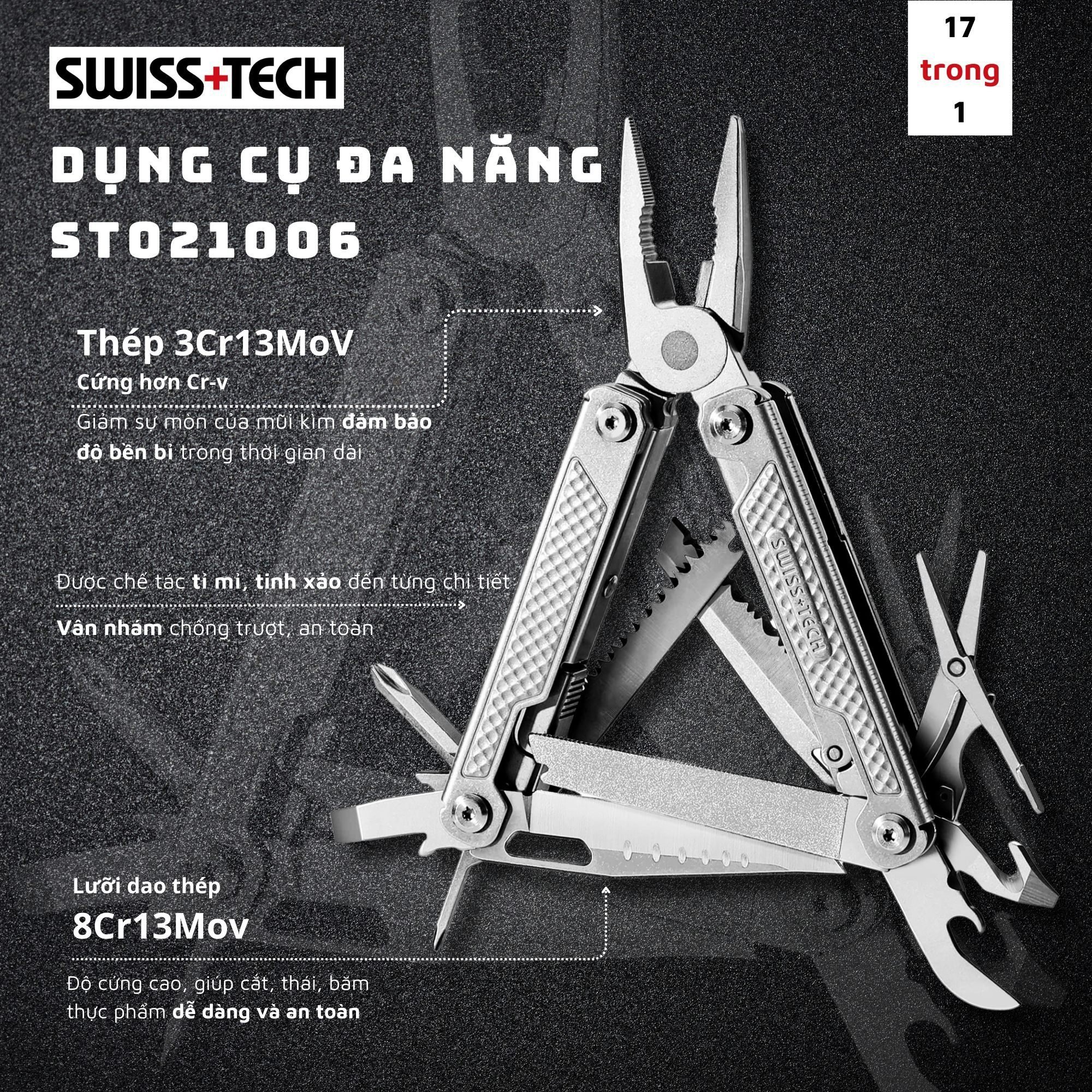 Bộ dụng cụ đa năng cao cấp Swiss+Tech ST021006 , Kìm bỏ túi đa năng 17 trong 1