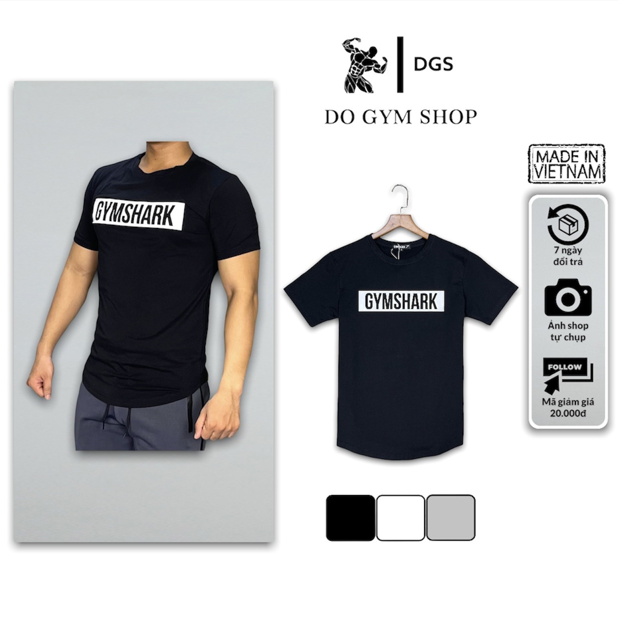 Hình ảnh Áo thun tập gym nam DO GYM SHOP form ôm đẹp, thun cotton thoáng mát