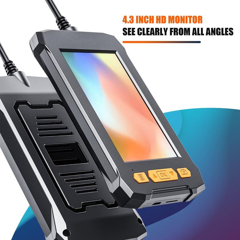 Màn Hình IPS 4.3 Inch Camera Nội Soi Công Nghiệp Ống Kính Đơn Kép HD1080P Kiểm Tra Ô Tô Borescope IP68 Đèn LED Chống Nước 2600MAh