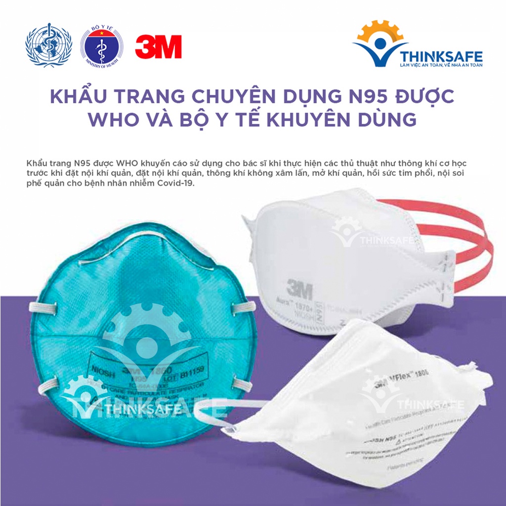 Khẩu trang 3M chính hãng, tiêu chuẩn N95 FDA, 3M 1870 Dây đeo qua đầu, đẹp, vải kháng khuẩn, màu trắng 4d, dùng cho y tế