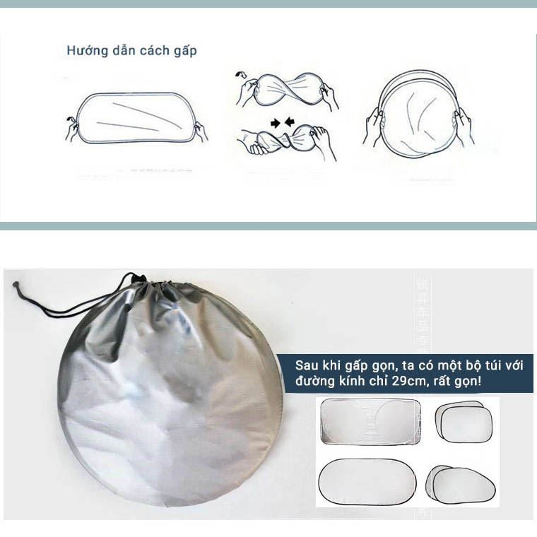 Bộ 6 tấm che nắng màu bạc dùng cho xe hơi