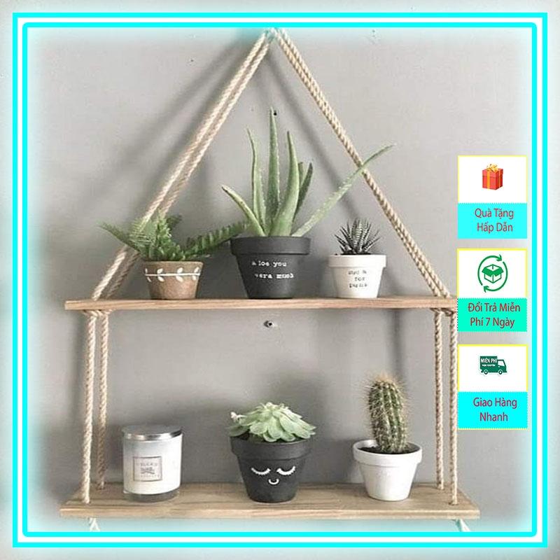 Kệ gỗ treo tường dây thừng nhiều kích thước