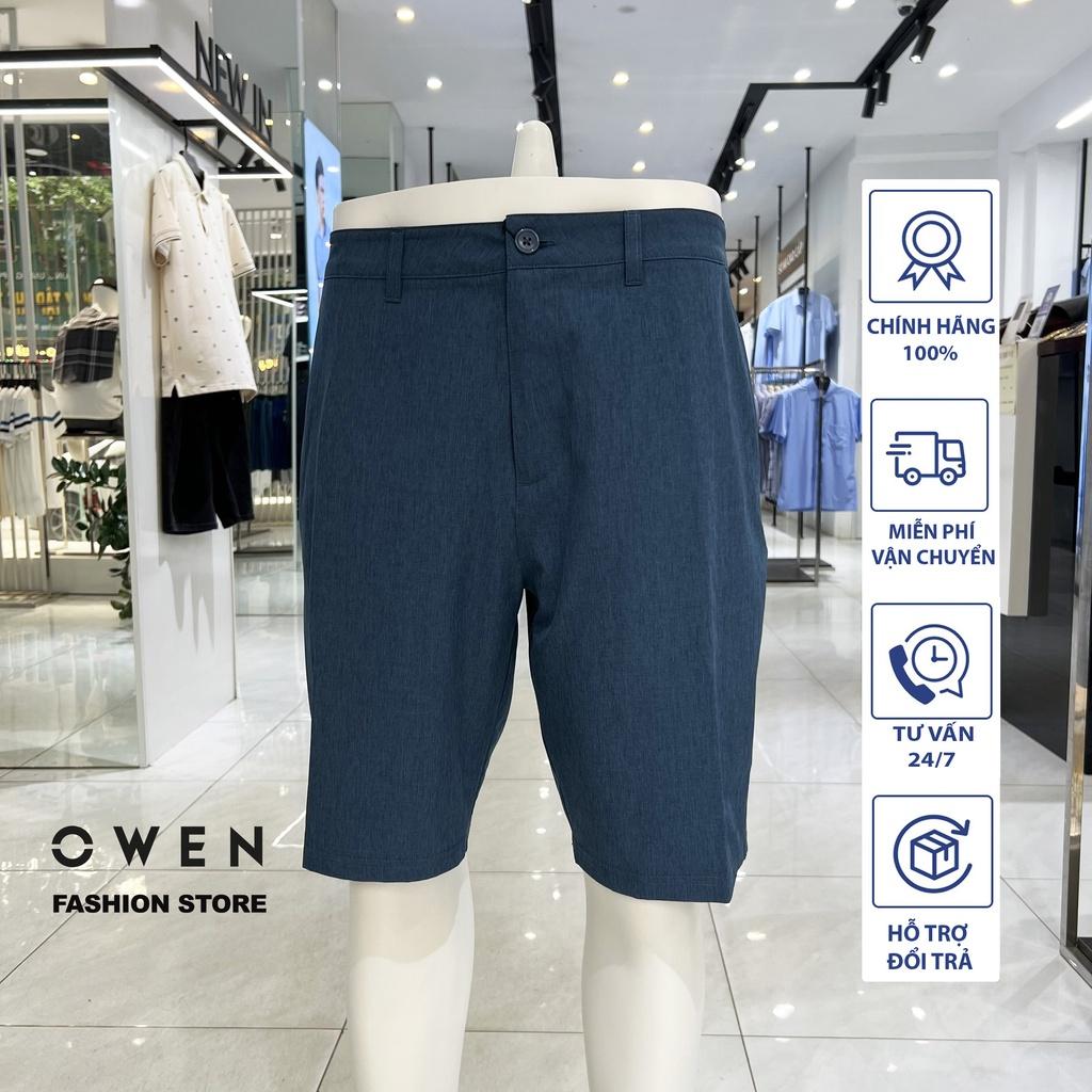 Quần short nam owen màu xanh melange đậm SS231421