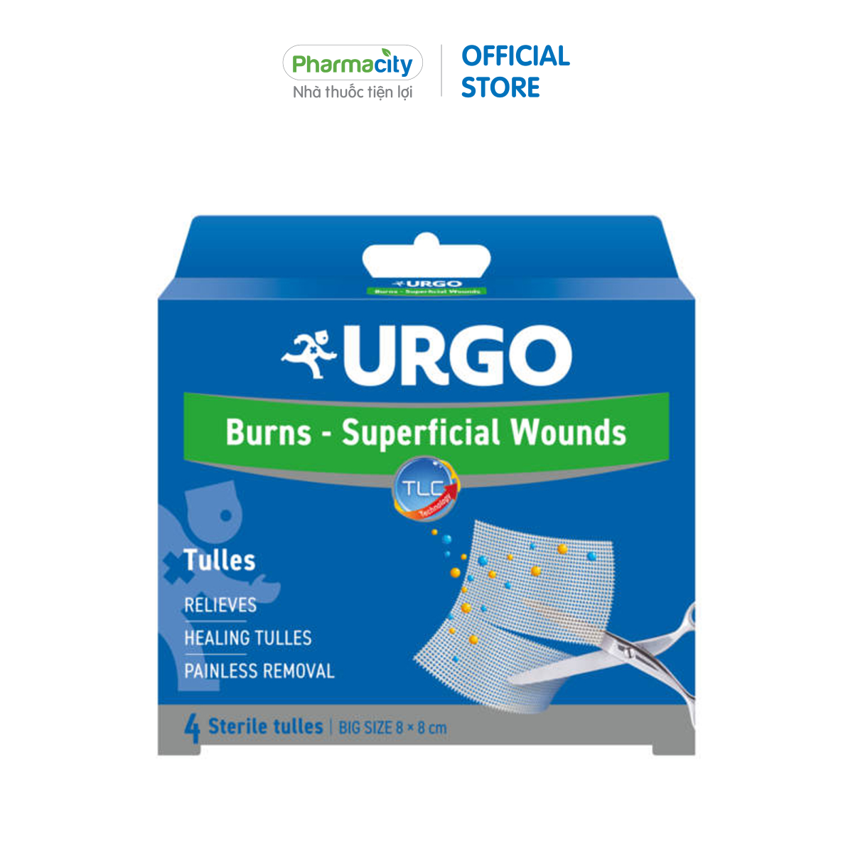 Gạc lưới tiệt trùng cho vết thương nông Urgo 8cmx8cm