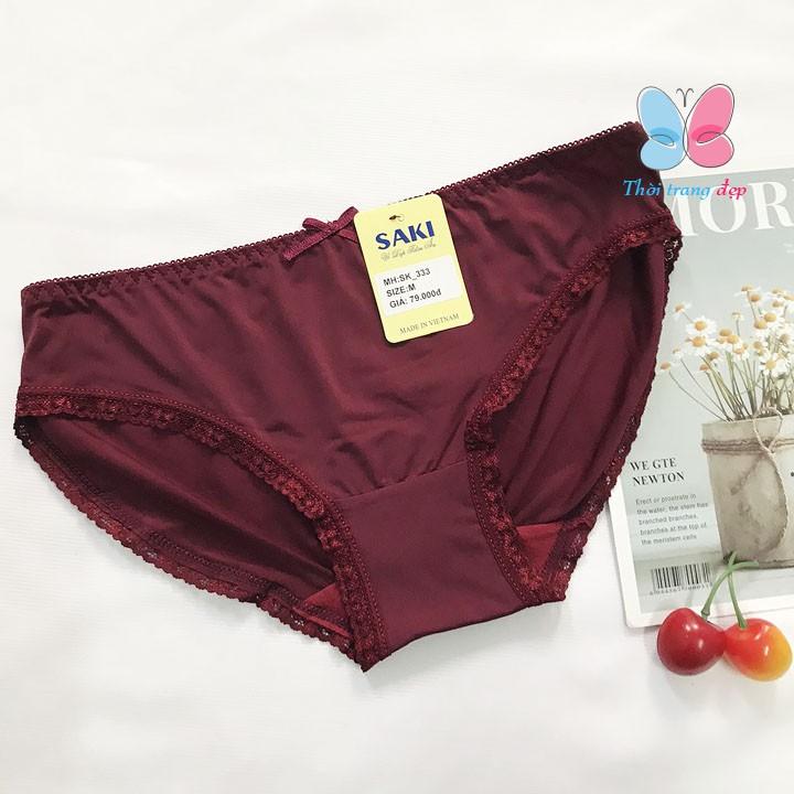 QUẦN LÓT NỮ THUN LẠNH PHỐI REN MỀM MỊN KHÔNG CẤN SAKI - QLNU333
