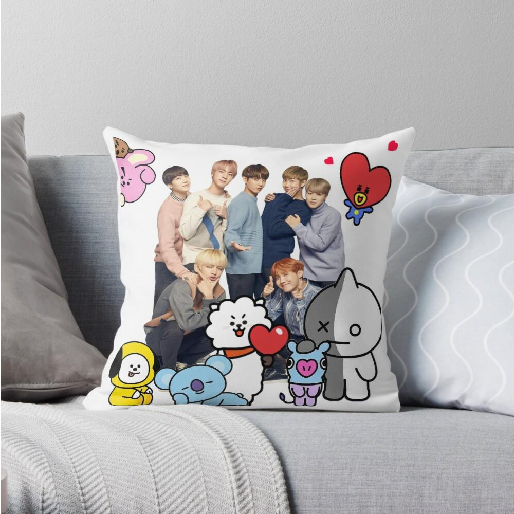 Gối vuông BTS in hình các thành viên và BT21