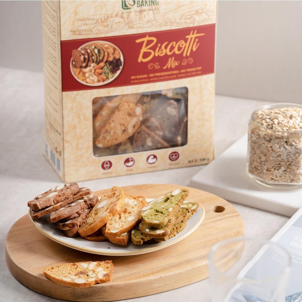 Bánh biscotti ăn kiêng Baker Baking nguyên cám mix hỗ trợ giảm cân dành cho người tiểu đường, eatclean 100g