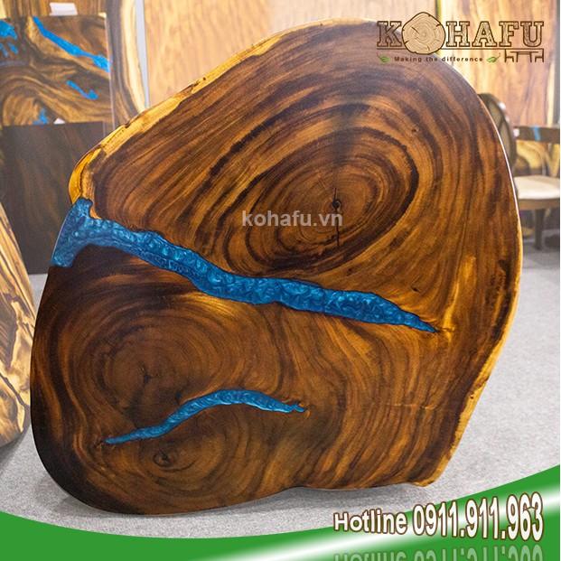 Bàn sofa/ Bàn gỗ me tây nguyên khối/ Bàn sofa epoxy KE20029