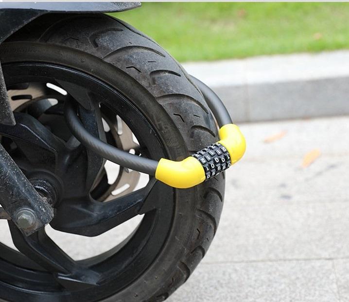 Combo Khóa xe đạp 5 số vàng + Đèn pha siêu sáng + Đồng hồ xe đạp không dây + Đèn led hậu