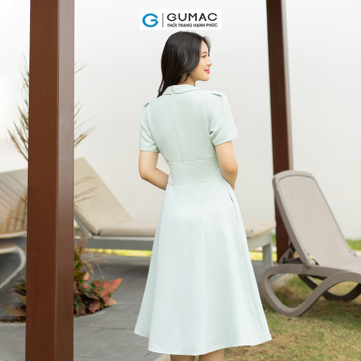 Đầm xòe cổ danton thanh lịch sang trọng thời trang GUMAC DD07041