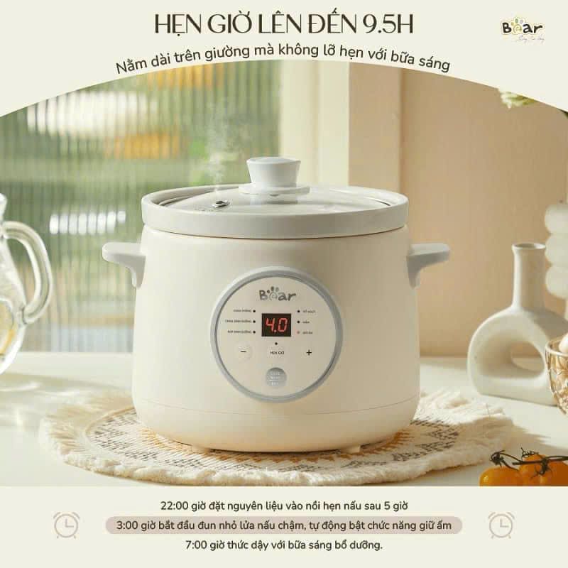 [Hàng chính hãng] Nồi nấu chậm Bear 1.5 Lít SB-NNC15