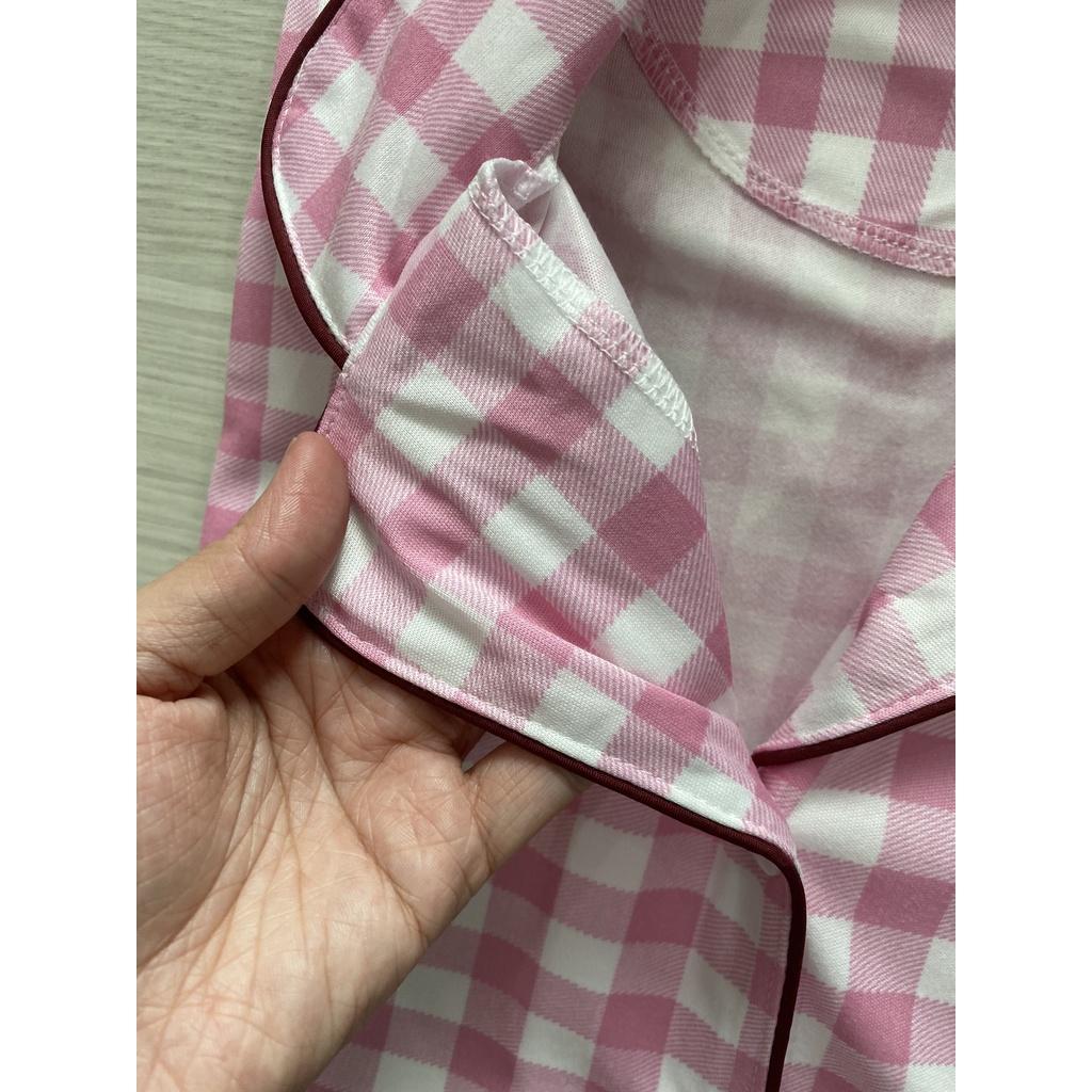 Bộ pijama nữ cotton tay dài quần dài xuân hè thu sọc màu dễ thương nữ tính BK08