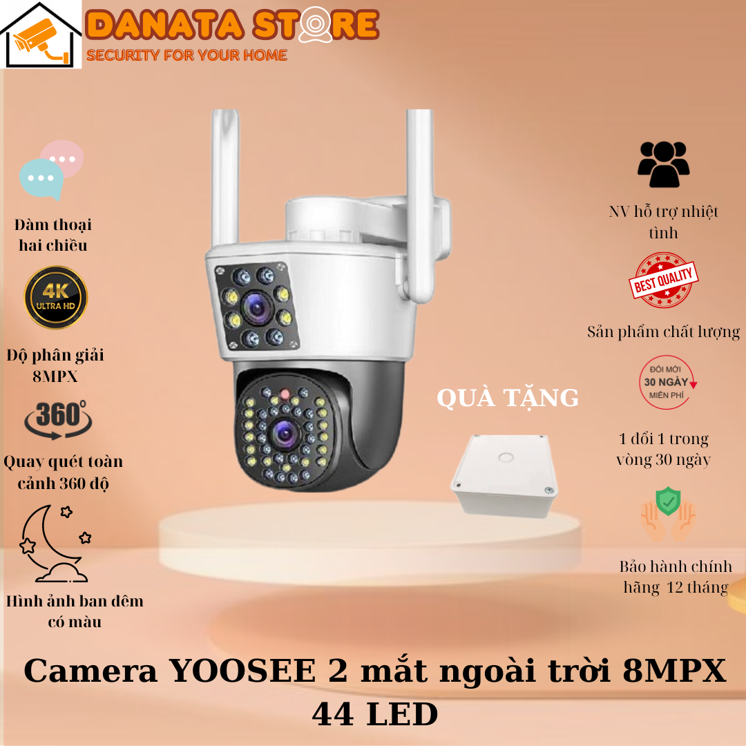 Hình ảnh (New 2024) Camera Ngoài trời PTZ YooSee 6.0Mpx 1 mắt cố định và 1 mắt quay 360 độ - Góc Rộng - Siêu Nét có Tiếng Việt - Hàng chính hãng