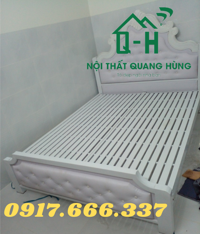 GIƯỜNG SẮT HỘP 2 ĐẦU NỆM TRẮNG CAO CẤP 1M8X2M DÀNH CHO GIA ĐÌNH