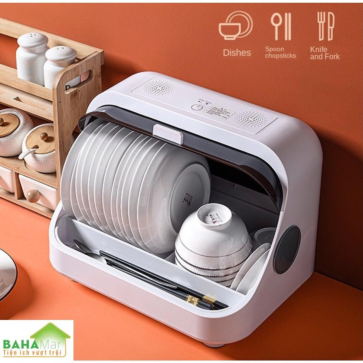 Máy sấy và diệt khuẩn bát đĩa bằng tia UV - khử khuẩn - Kệ đựng chén bát 2 tầng
