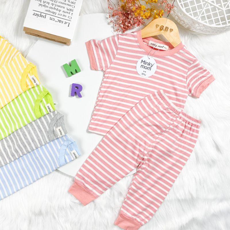 BỘ TAY NGẮN QUẦN DÀI THUN LẠNH SỌC DỆT ( CÓ SIZE ĐẠI) MINKY MOM MỀM MỊN CHO BÉ TỪ 7-32KG