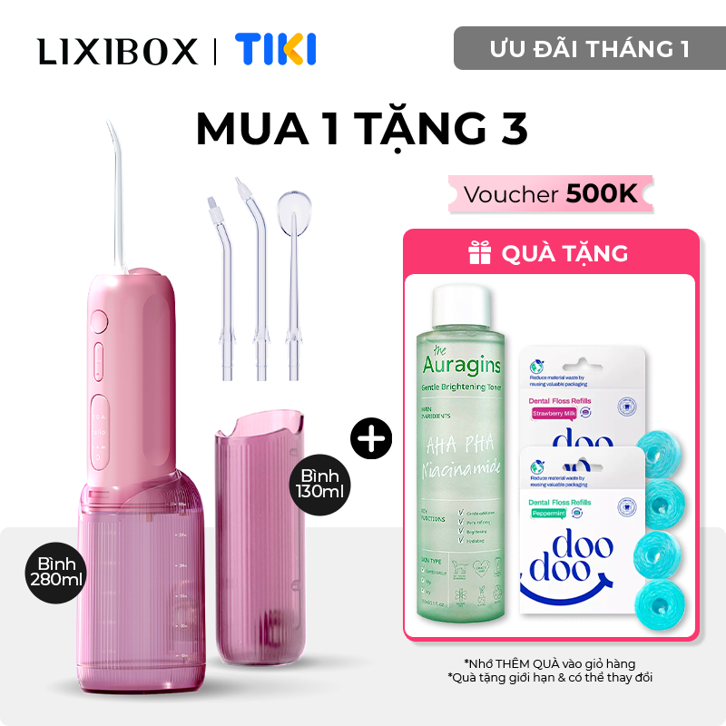 Máy Tăm Nước 2 Bình Thay Thế Halio UltraClean Express Hydro Floss Phiên Bản Nâng Cấp Dành Cho Răng Niềng