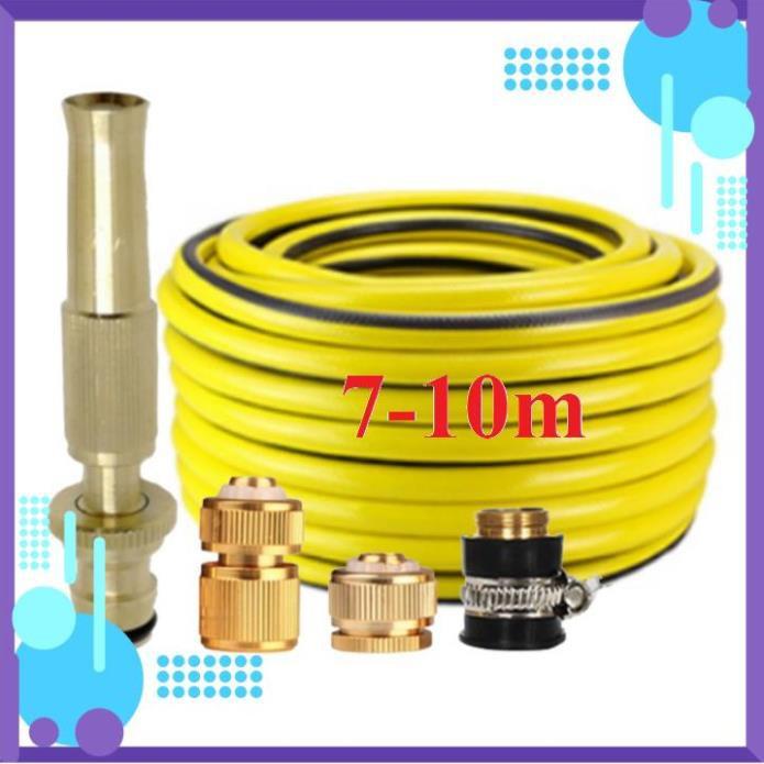 Vòi Xịt Nước️ Bộ dây vòi xịt nước rửa xe, tưới cây , tăng áp 3 lần, loại 7m, 10m 206587 đầu đồng, cút đồng