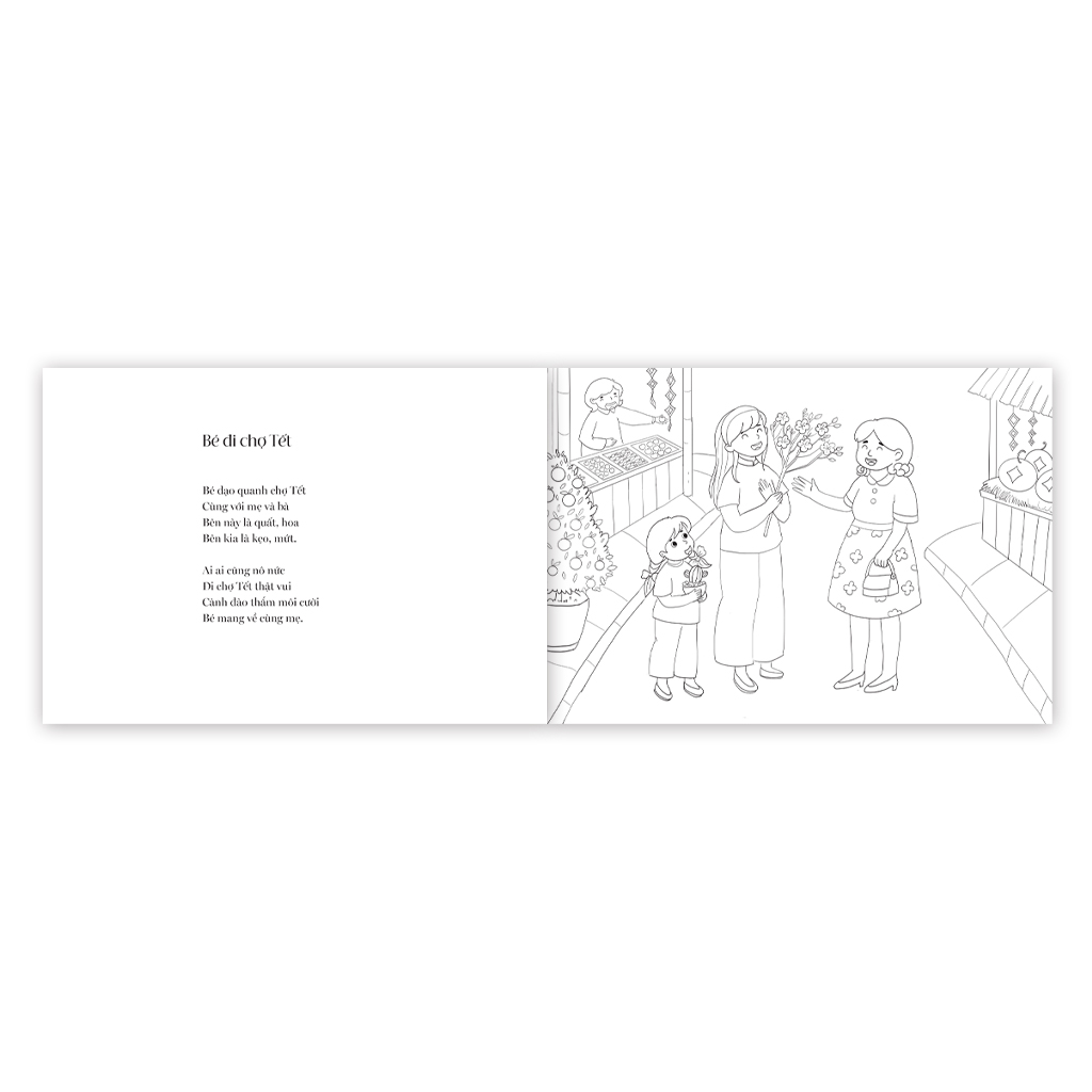 Sách cho bé - Tô Màu Tết Vui - Cuốn sách tô màu lễ tết đầu tiên của tớ - Sách thơ và tô màu