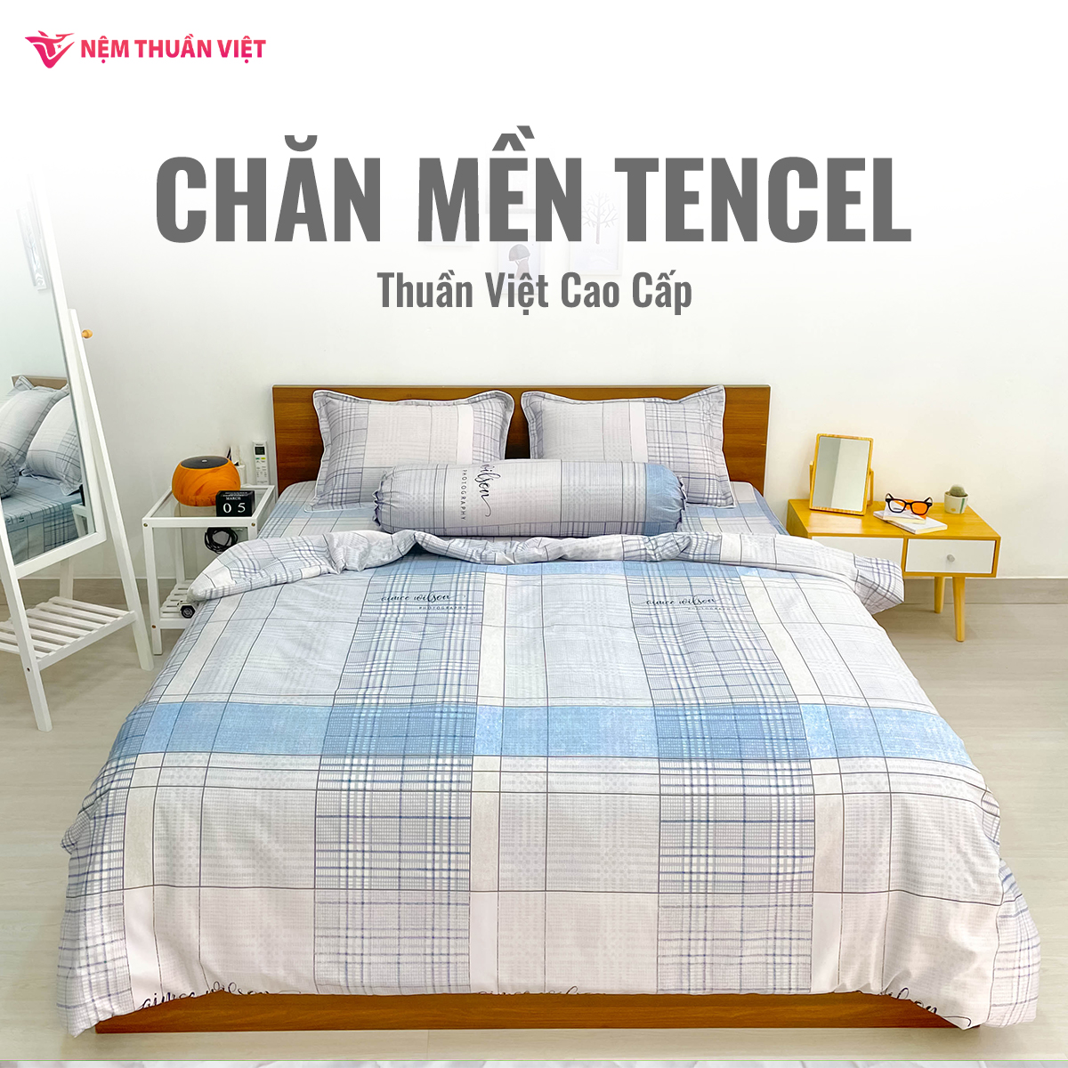 Chăn Mền Tencel Thuần Việt Cao Cấp - Xám Nhạt TVM05 180x200