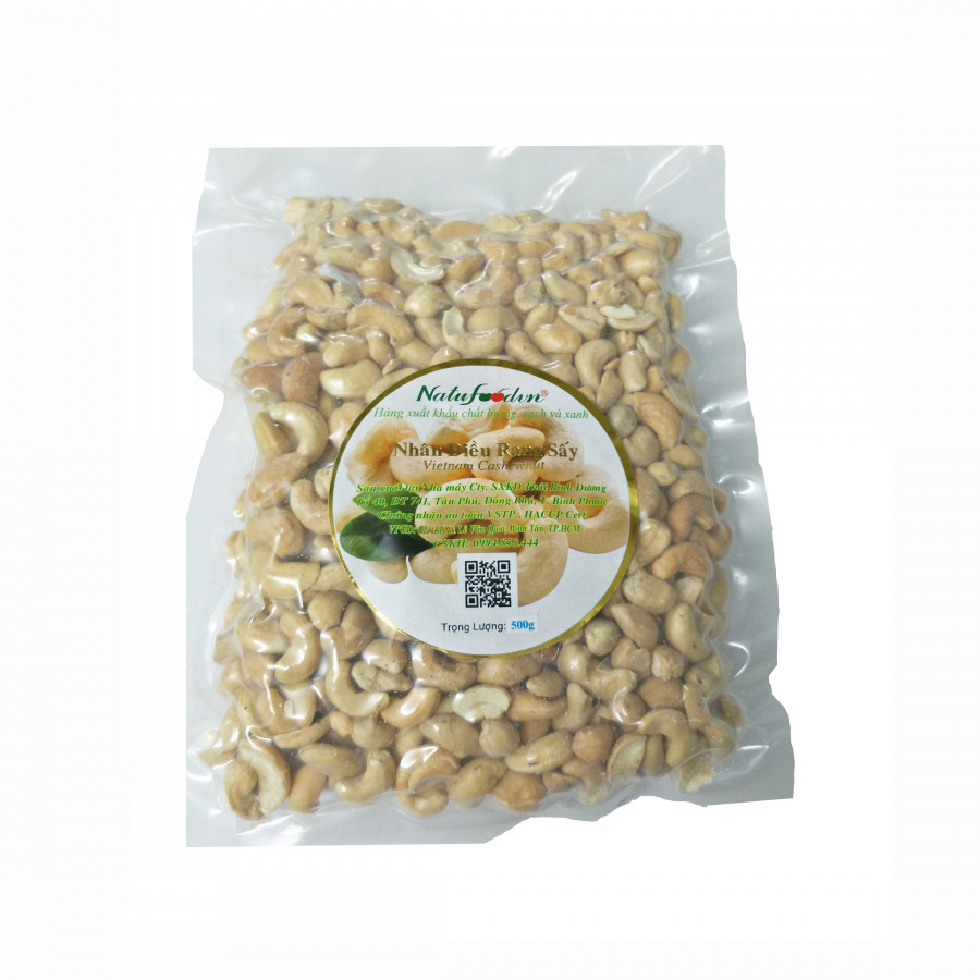 Hạt Điều Tách Vỏ Rang Muối | Túi Hút Chân Không 500g | Natufoodvn