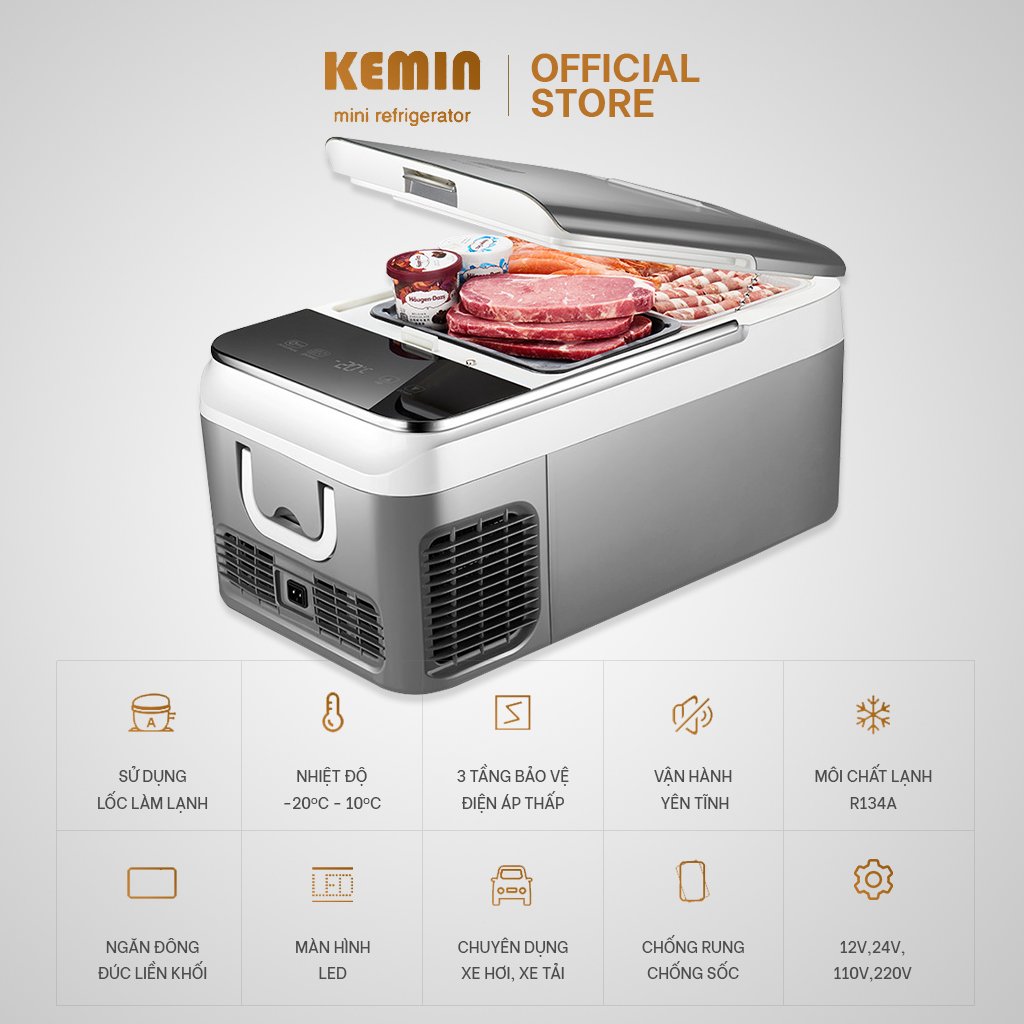 Tủ lạnh ô tô Kemin KM-26L Chính hãng - Làm đá siêu tốc