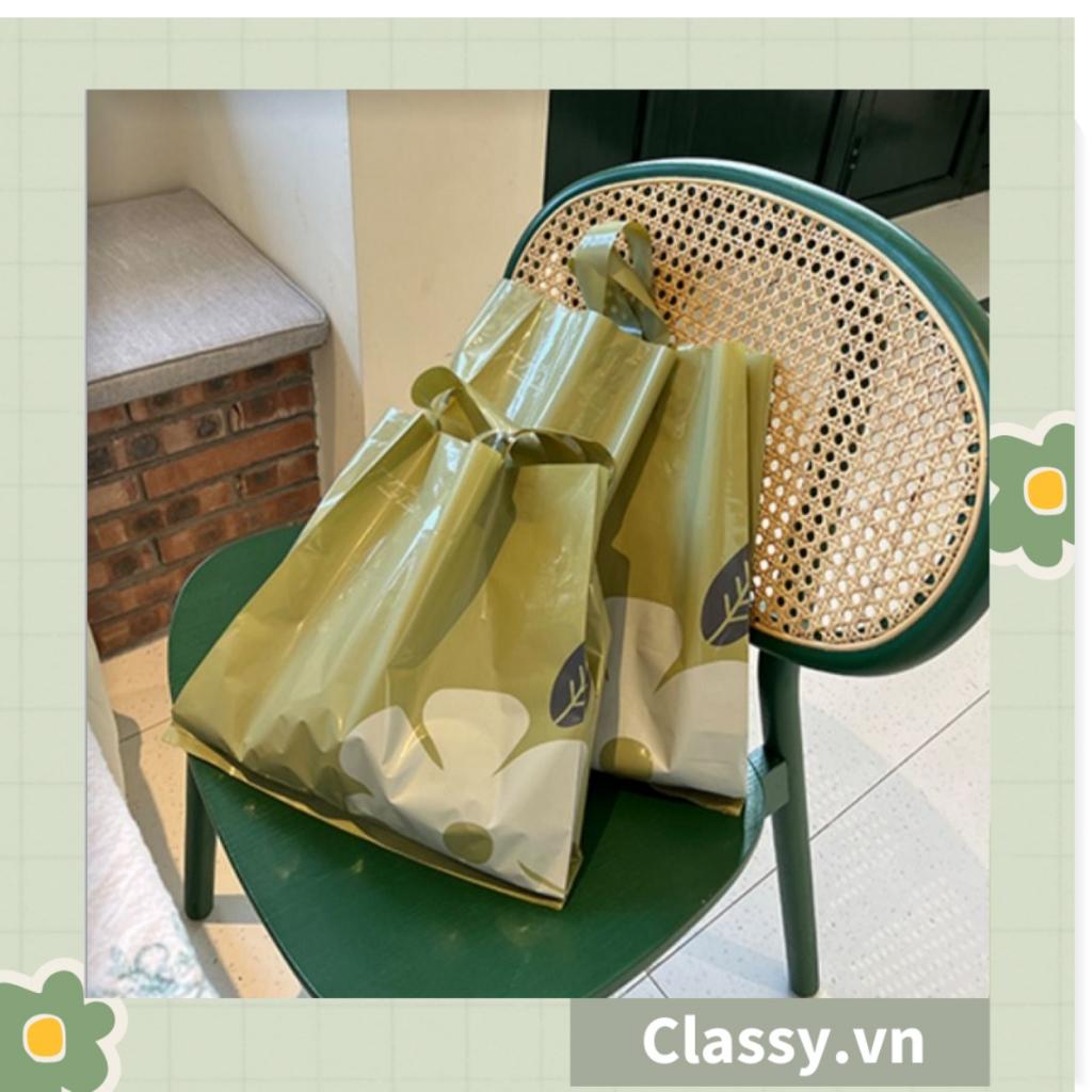 Classy Túi quai xách nhựa hoa trà chất lượng, đi shopping, làm quà tặng T1482