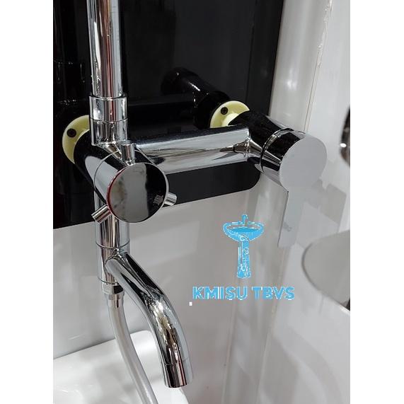 Sen cây tắm đứng, tròn inox bóng - Kmisu thiết bị vệ sinh