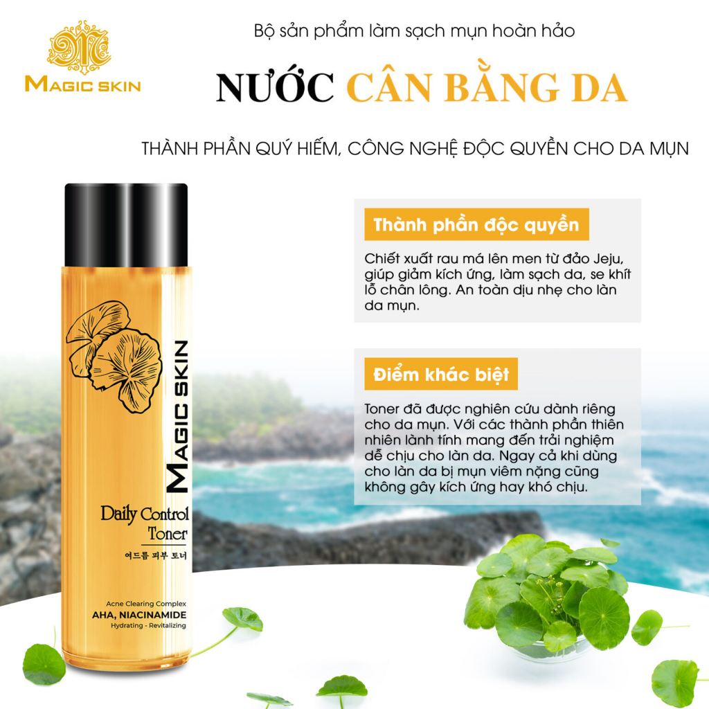 Nước Cân Bằng Da Magic Skin – Daily Control Toner – Chiết Xuất Từ Rau Má Lên Men Shindari 200ml