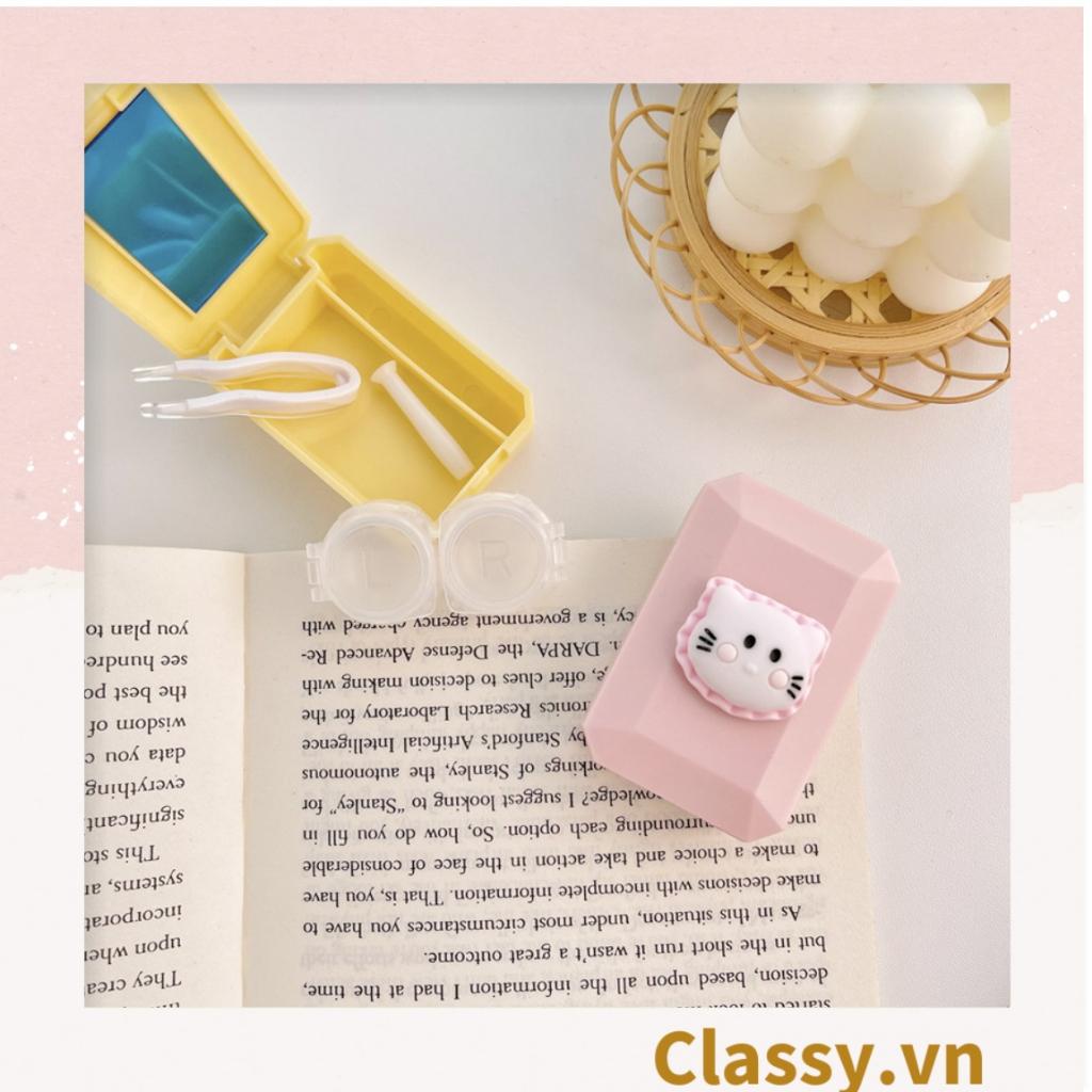 Hộp đựng 01 cặp kính áp tròng Classy , khay lens hình dễ thương, có gương soi PK658