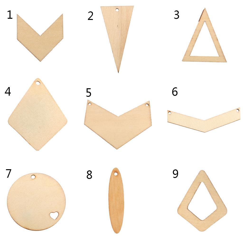 20Pcs Unfinished Wood Geometric Shapes Hanging Tags Cutouts Decoration Craft