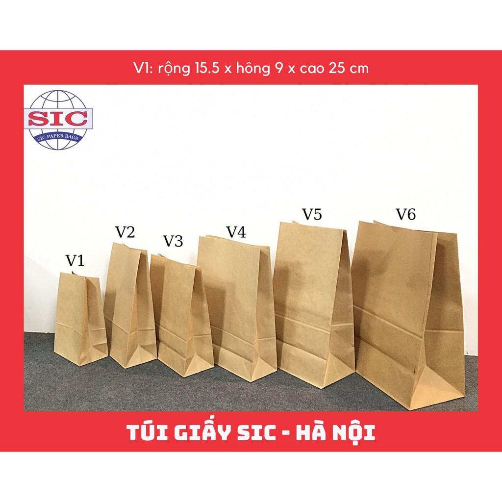 10 CHIẾC TÚI GIẤY KRAFT XI MĂNG V1: 15.5x9x25 cm KHÔNG QUAI ( ẢNH THẬT)