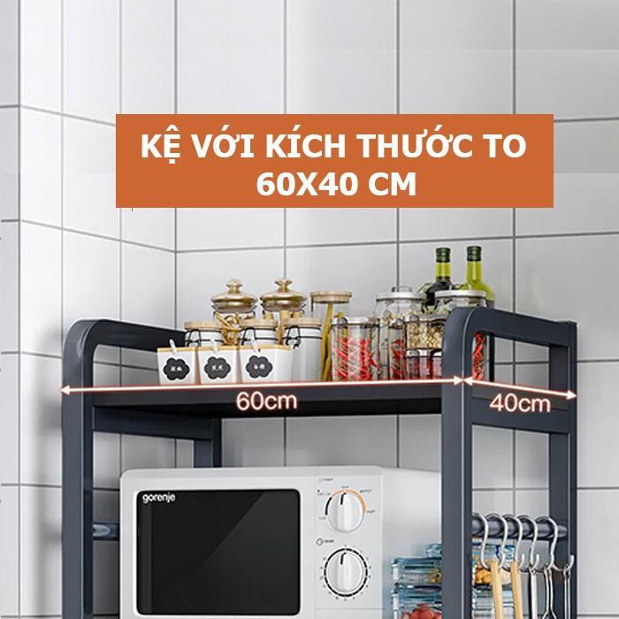 Kệ để đồ nhà bếp, kệ lò vi sóng nhiều tầng tiện lợi, khung sắt sơn tĩnh điện, chân có nệm êm chống xước sàn
