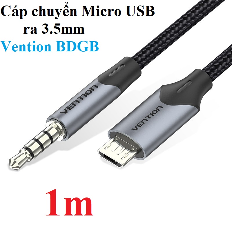 [Micro USB ra 3.5] Cáp kết nối cổng âm thanh Micro USB sang 3.5mm Vention BDG - Hàng chính hãng