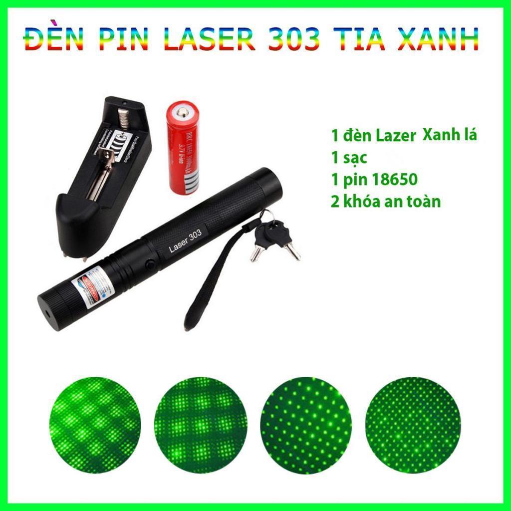 Đèn Pin Laser Tia Xanh Hoặc Tia Đỏ Kèm Pin Và Sạc