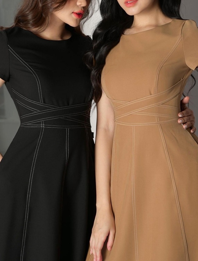 Đầm xòe phom chữ A thiết kế thun co giãn 4 chiều cao cấp (hàng có size) cho bạn nữ đi tiệc - đi làm đều sang trọng