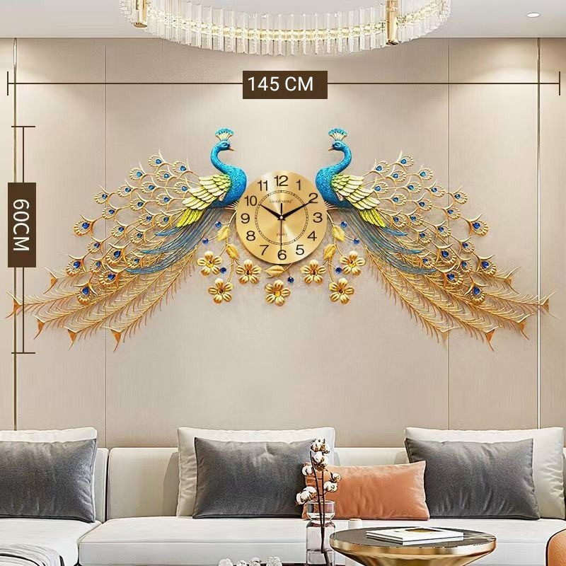Đồng Hồ Treo Tường Trang Trí Đôi Chim Công Phú Quý ĐH686