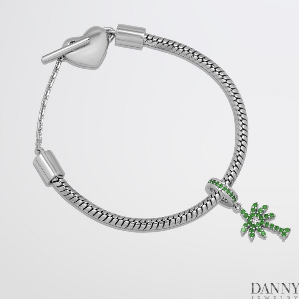 Charm Bạc 925 Danny Jewelry Đính Đá Màu - Biểu tượng Cây Dừa PK011S Xi Rhodium