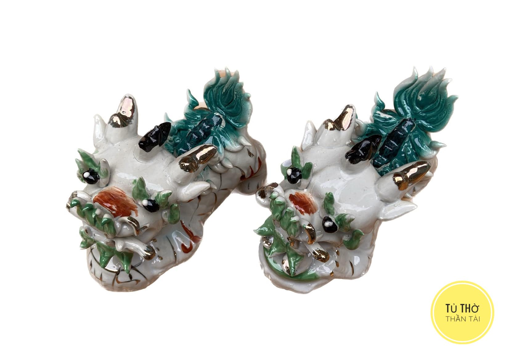 Cặp Kỳ Lân gốm sứ - Tượng phong thuỷ may mắn tài lộc