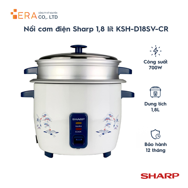 Nồi Cơm Điện Sharp KSH-D18SV-CR 1.8L - Hàng Chính Hãng