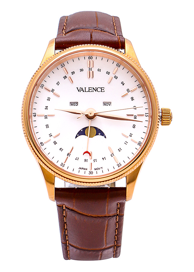 Đồng Hồ Nam Dây Da Valence Hàn Quốc Kính Sapphire (39mm)