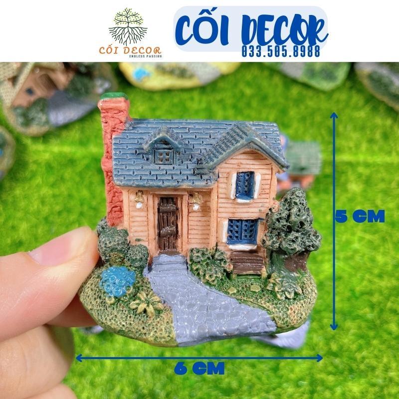 Mô hình ngôi nhà biệt thự mini nhiều màu sắc trang trí bể cá, tiểu cảnh, sen đá