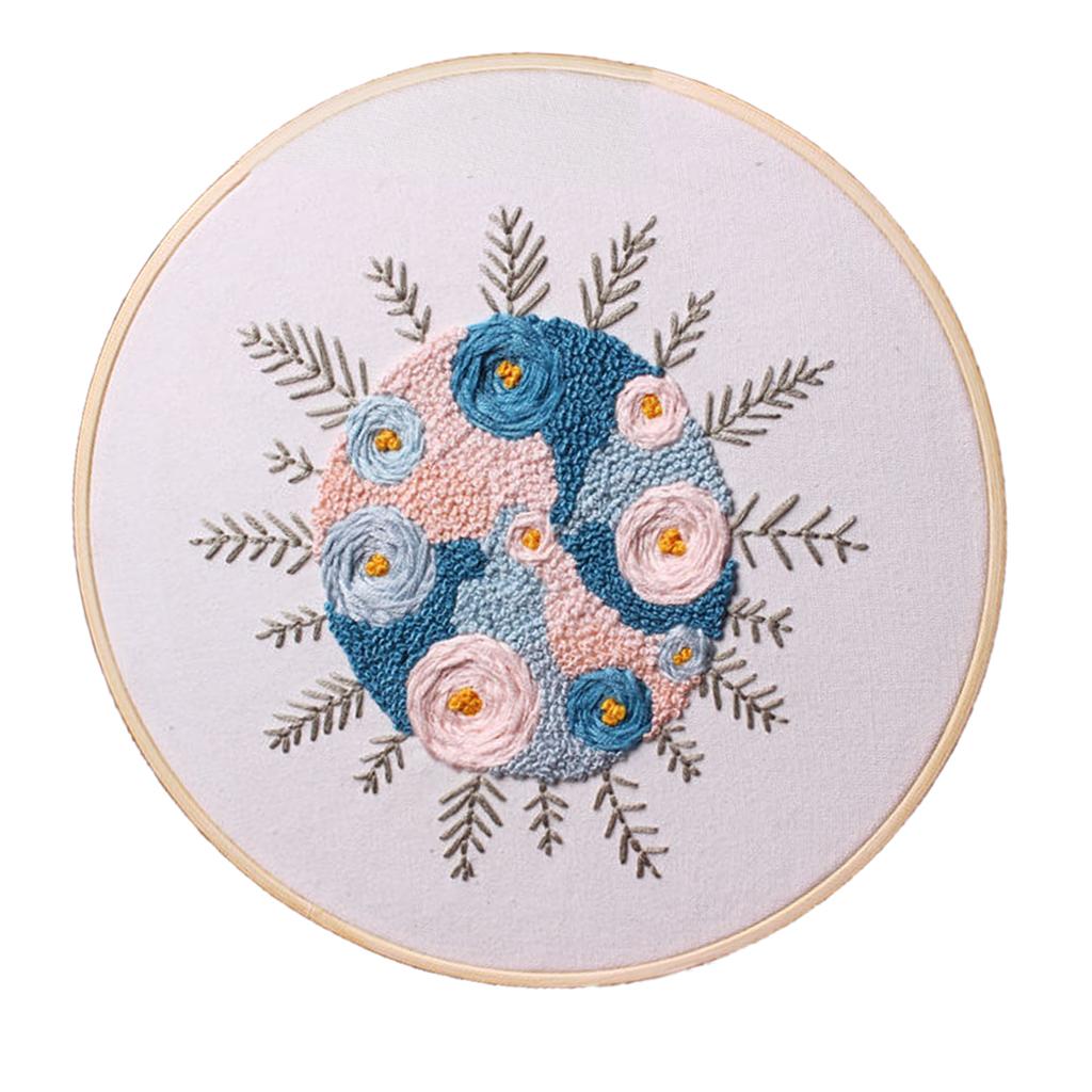 Embroidery Starter Kit Flower Pattern Cross Stitch Needlework Craft Flower_1