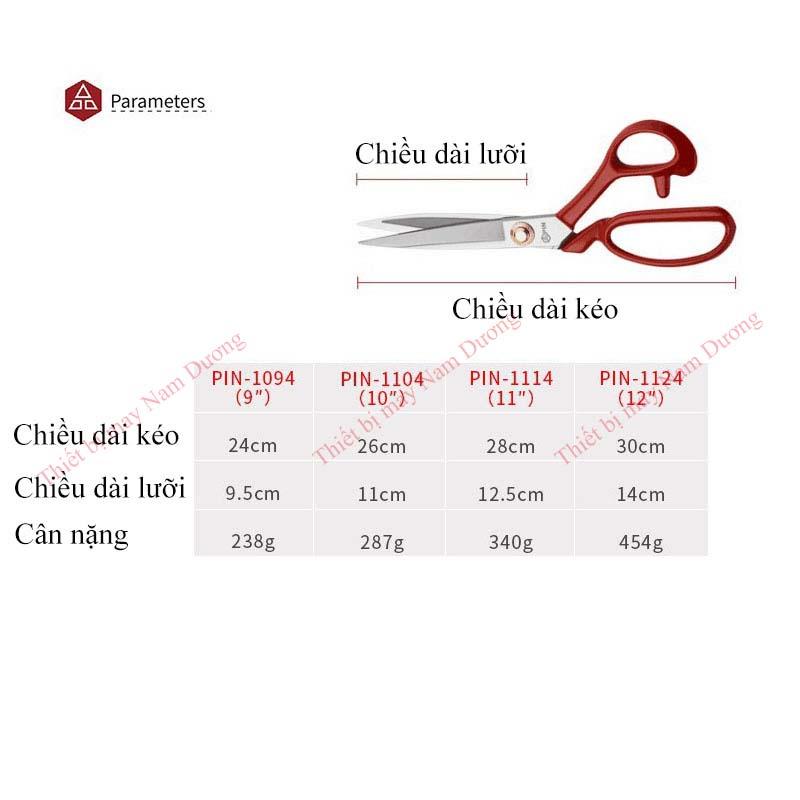 Kéo cắt may > Kéo cắt vải Hiệu PIN cao cấp màu đỏ