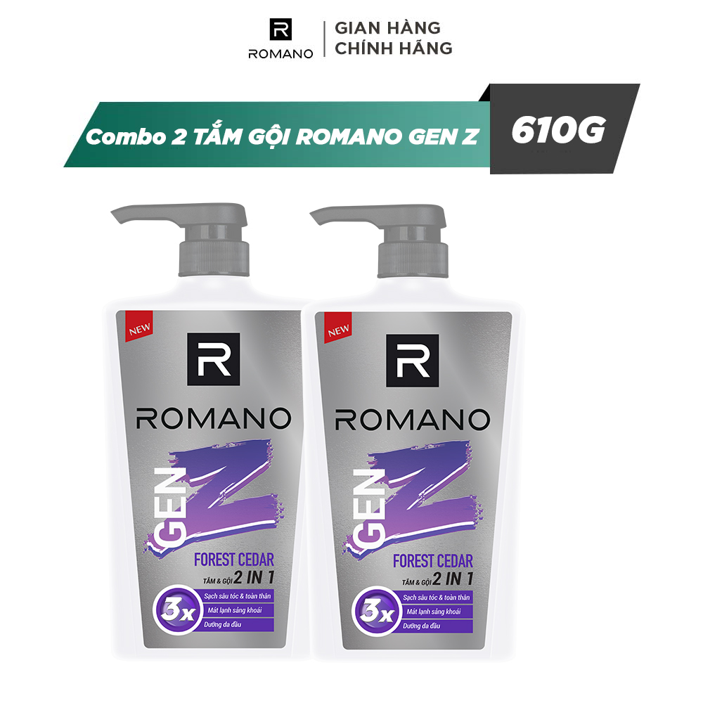 Combo 2 TẮM GỘI 2 TRONG 1 ROMANO GEN Z FOREST CEDAR/SEA BREEZE 610G