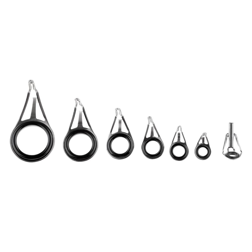 7pcs Rod Repair Kit Fishing Rod Guides Tips Tops Double Leg Ceramic Ring