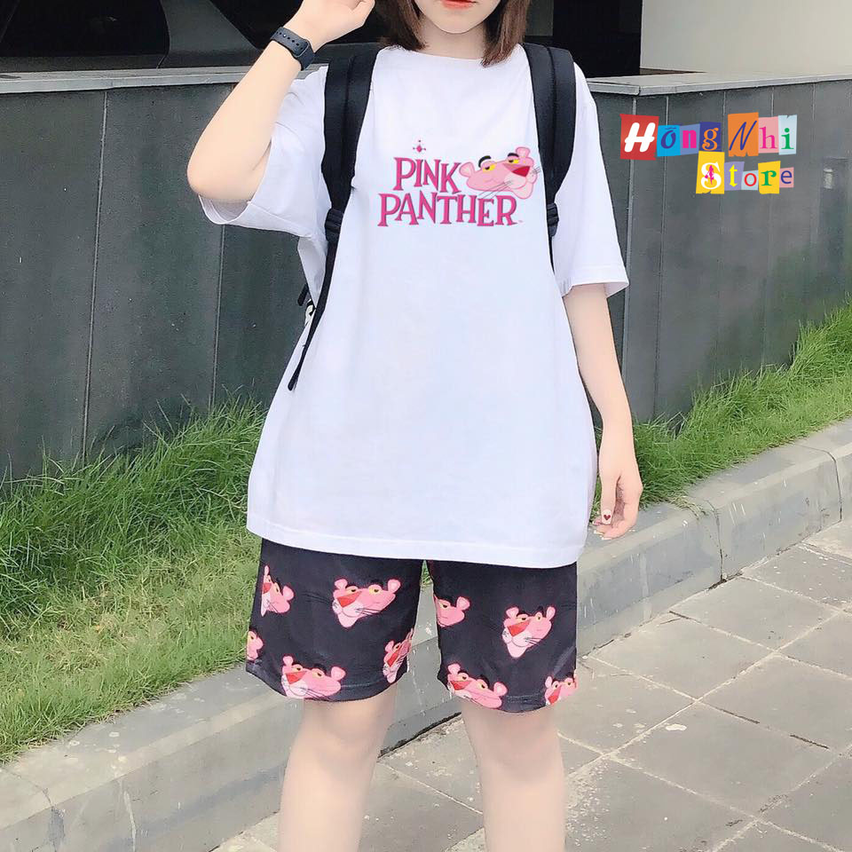 Quần Short Cartoon Unisex Hình Báo Hồng - Quần Đùi Hoạt Hình Siêu Cute - MM
