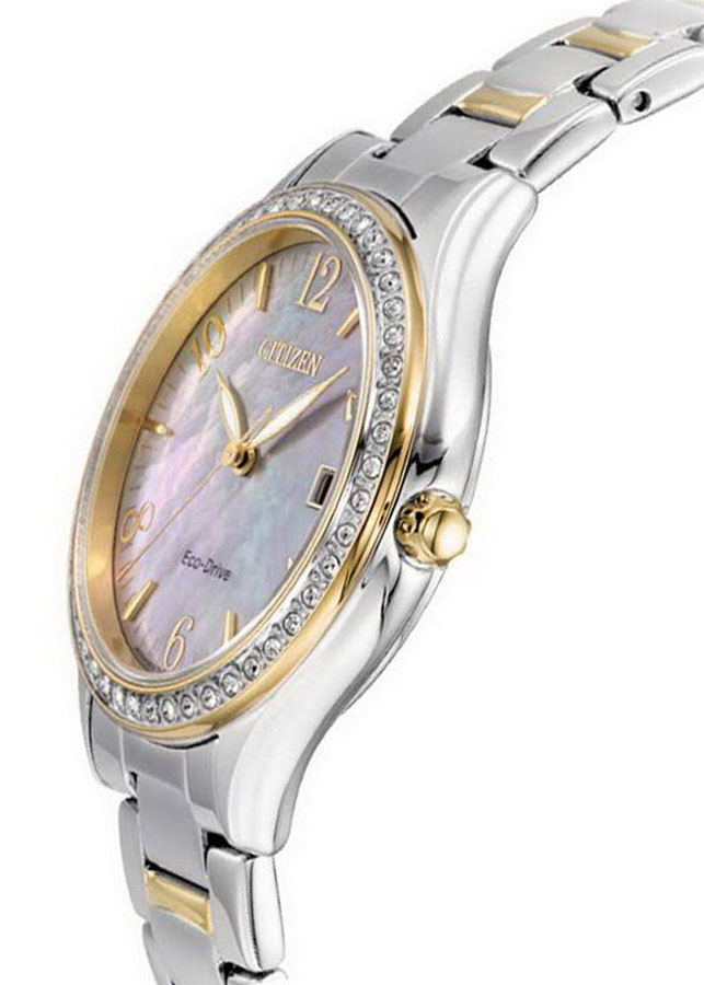 Đồng Hồ Nữ Citizen Đính Đá Swarovski Dây Thép Không Gỉ EO1184-81D - Mặt Xà Cừ