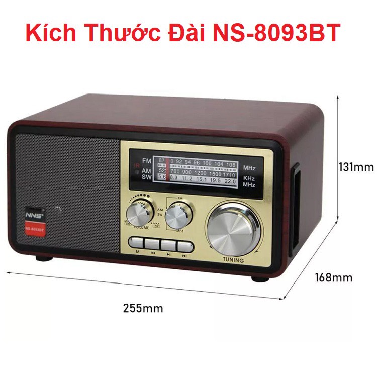 Đài Radio NS-8093BT, Bluetooth NNS, Bắt Sóng FM, AM,SW /USB/TF, Cổng Thẻ Nhớ Đài To âm thanh sống động - Hàng Chính Hãng