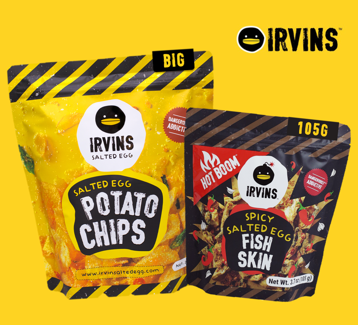 [ƯU ĐÃI 1+1] Combo IRVINS Khoai tây 230g + Da cá cay 105g - IRVINS Salted Egg Potato Chips &amp; Hot Boom Fish Skin